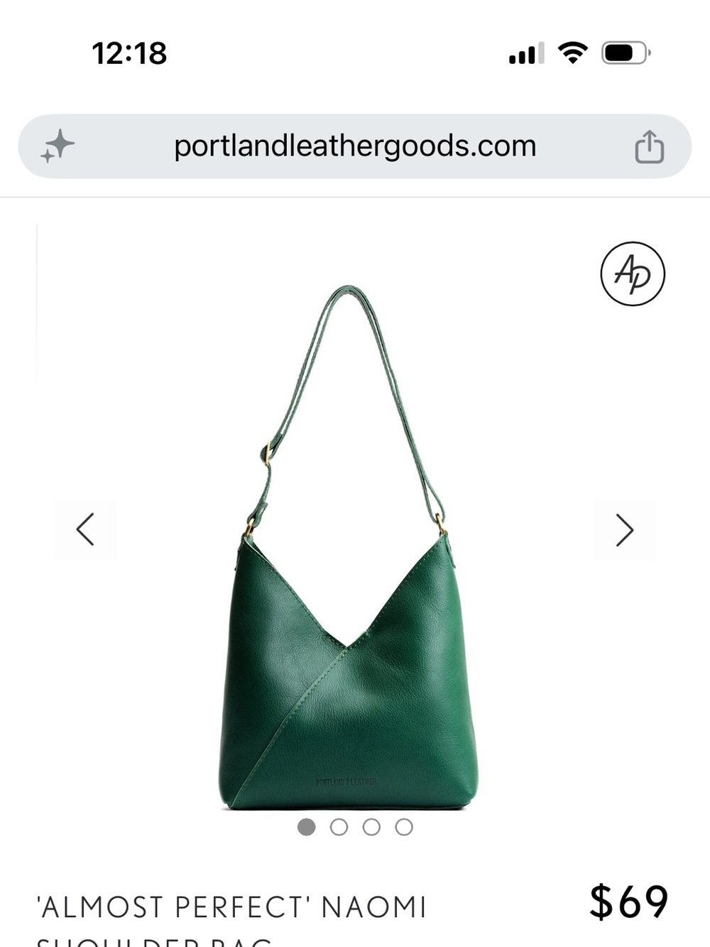 Portland Leather Bacalar Green Leather Crossbody Bag - Picture 3 of 3